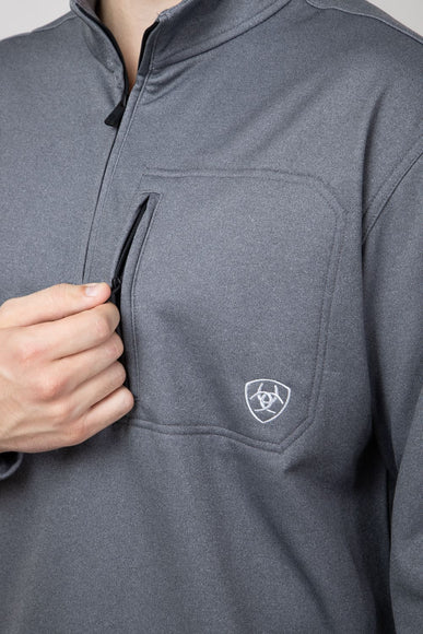 Ariat Team Logo Quarter Zip Sweatshirt for Men in Grey