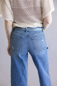 Basic Buckle Belt for Women in Blue Silver
