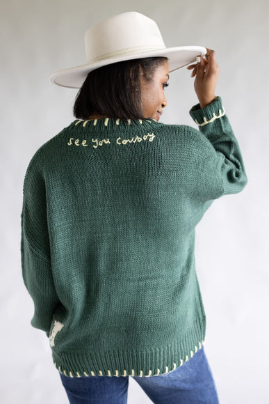 Bailey Rose Horse Stitch Sweater for Women in Green