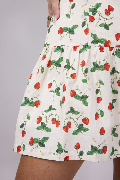 Bailey Rose Strawberry Printed Mini Dress for Women in Cream