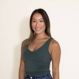 Basic Slim Stretch Tank Top for Women in Green