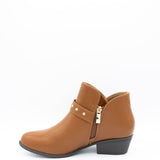 Berness Kashvi Buckle Booties for Women in Caramel Brown