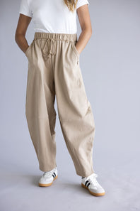 Boho Rope Drawstring Pants for Women in Taupe