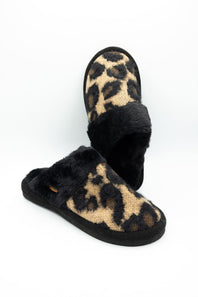 C.C. Leopard Print Slippers for Women in Black