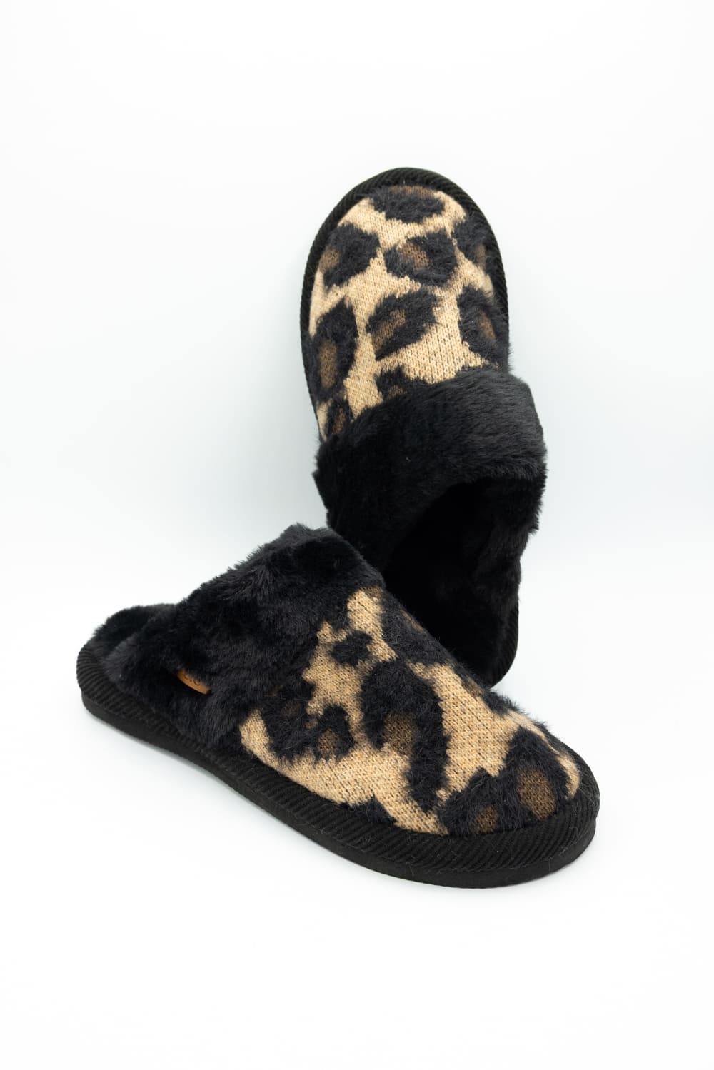 C.C. Leopard Print Slippers for Women in Black