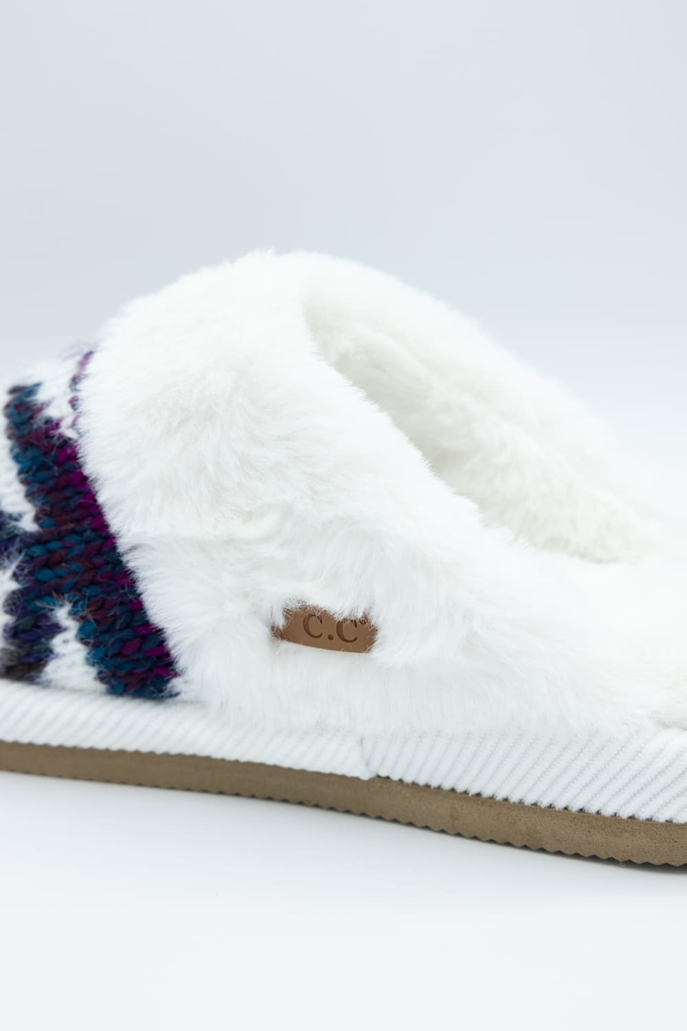 C.C. Ombre Aztec Knitted Slippers for Women in Purple Mix