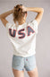 Flag USA Short Sleeve Sweatshirt for Women in White