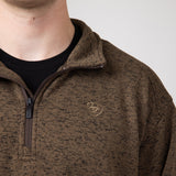 Ariat Caldwell ¼ Zip Logo Sweater for Men in Dark Brown Heather