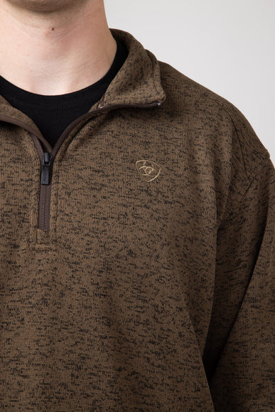Ariat Caldwell ¼ Zip Logo Sweater for Men in Dark Brown Heather