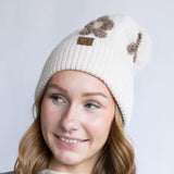 C.C. Daisy Pom Beanie for Women in Heather Beige