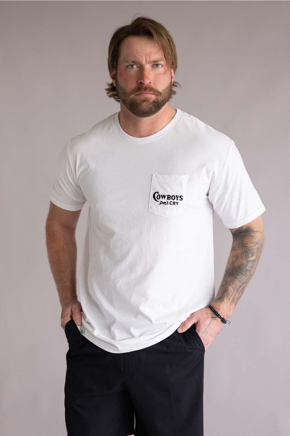  Sendero Provisions Co. Cowboys Don’t Cry T-Shirt for Men in Vintage White