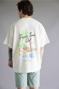 Denim & Flower Tropics T-Shirt for Men in Cream