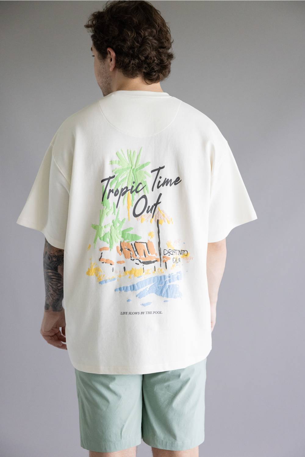Denim & Flower Tropics T-Shirt for Men in Cream