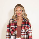 Plaid Oversized Shacket for Women in Red