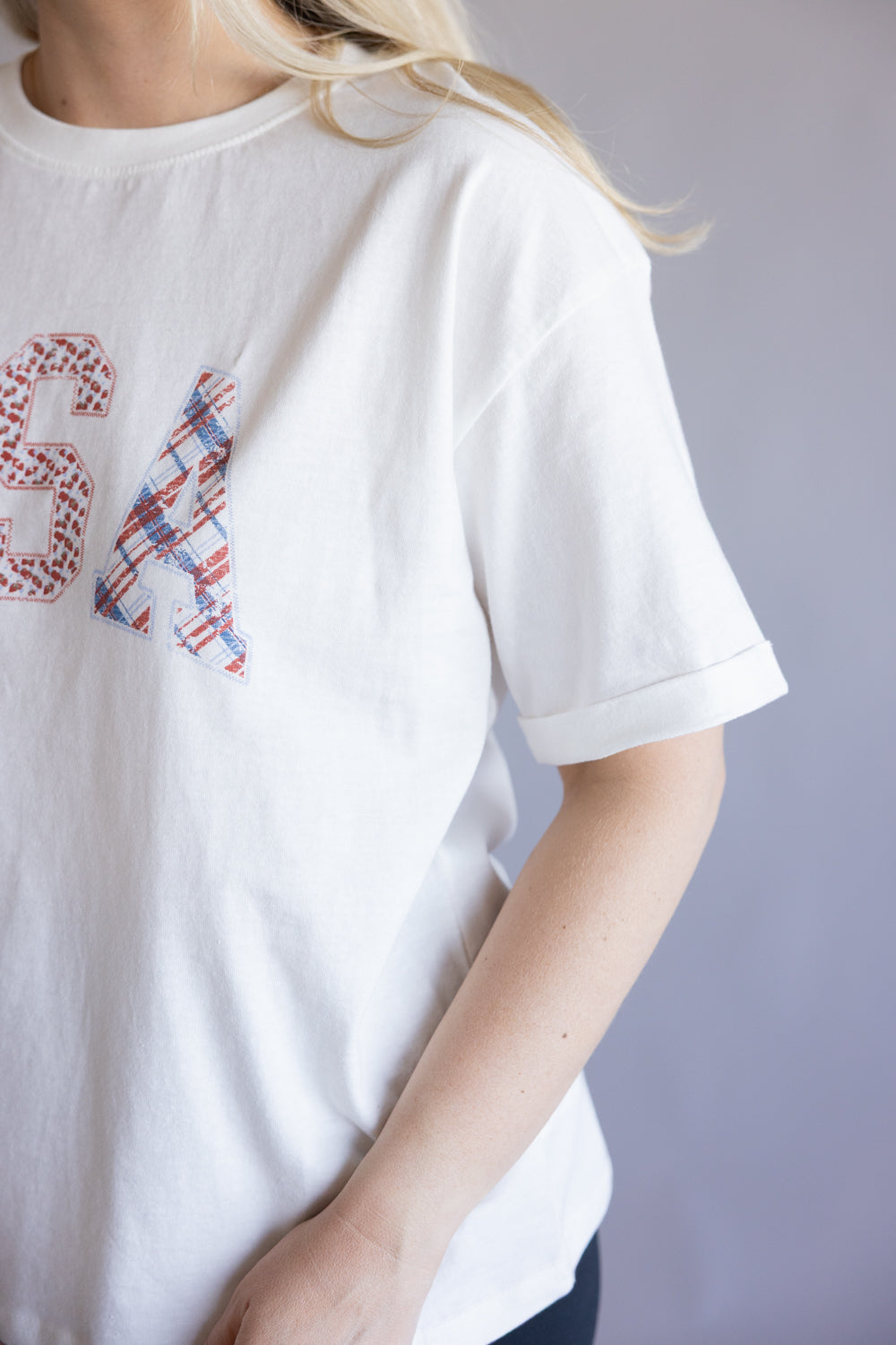 C&C California Gingham USA Melissa Tee for Women in White