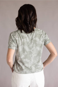 C&C California Karlie Printed Tee for Women in Vetiver Viney Leaves