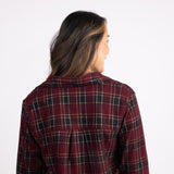 C&C California Marina Jacquard Plaid Button Up Shirt for Women in Red | 89B02737T-WINE