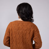 Cable Knit Button Front Cardigan for Women in Cinnamon Stick