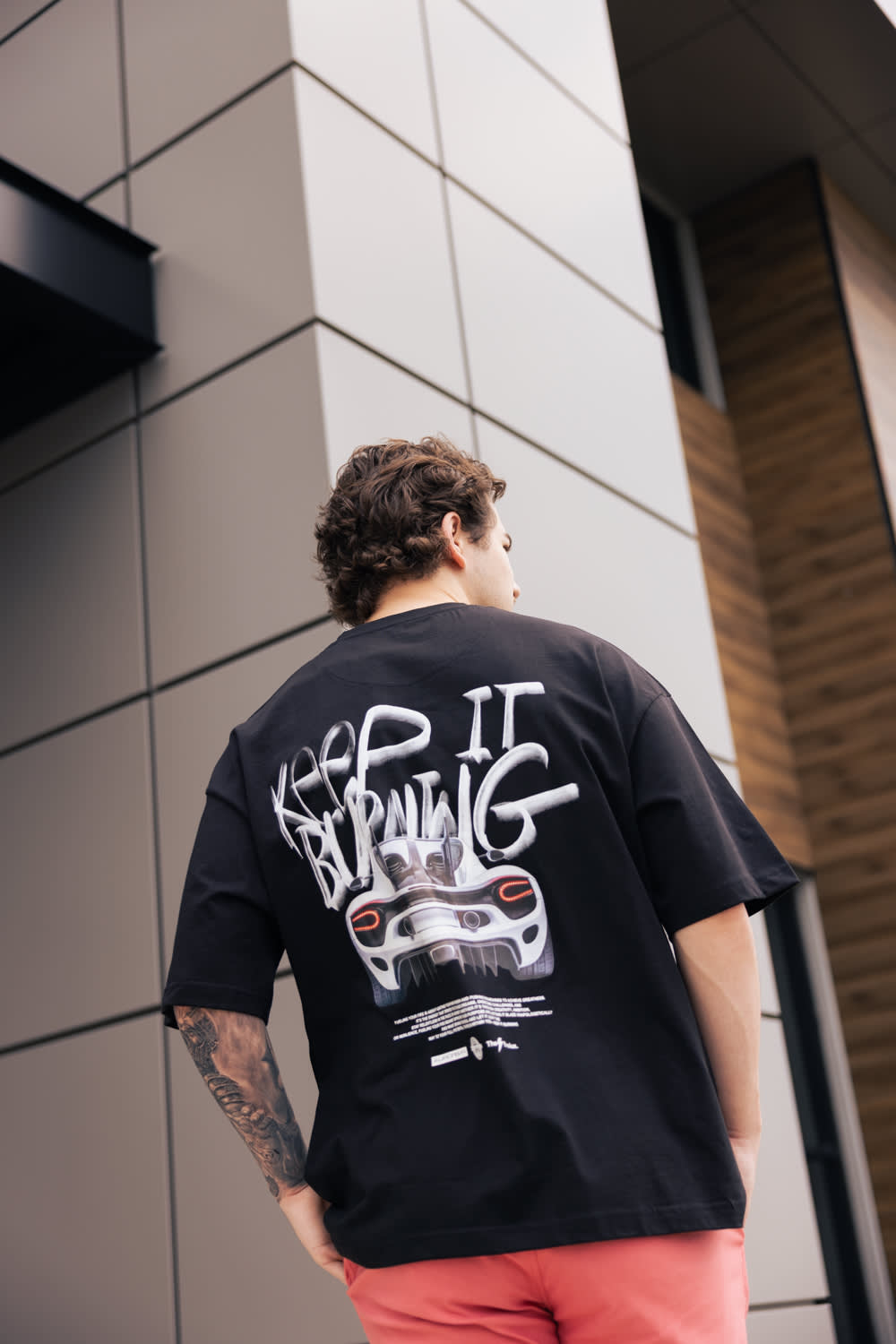 Car Graphic T-Shirt for Men in Black