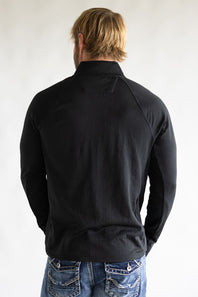 Carhartt Force Relaxed Fit Midweight Long Sleeve Quarter Zip Mock Neck T-Shirt for Men in Black