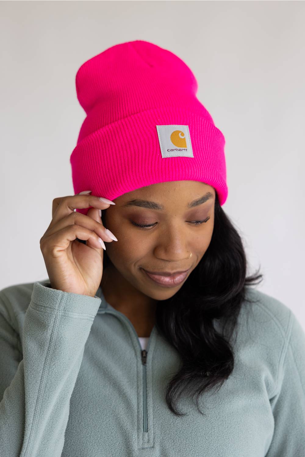 Carhartt Knit Cuffed Beanie in Pink Glow