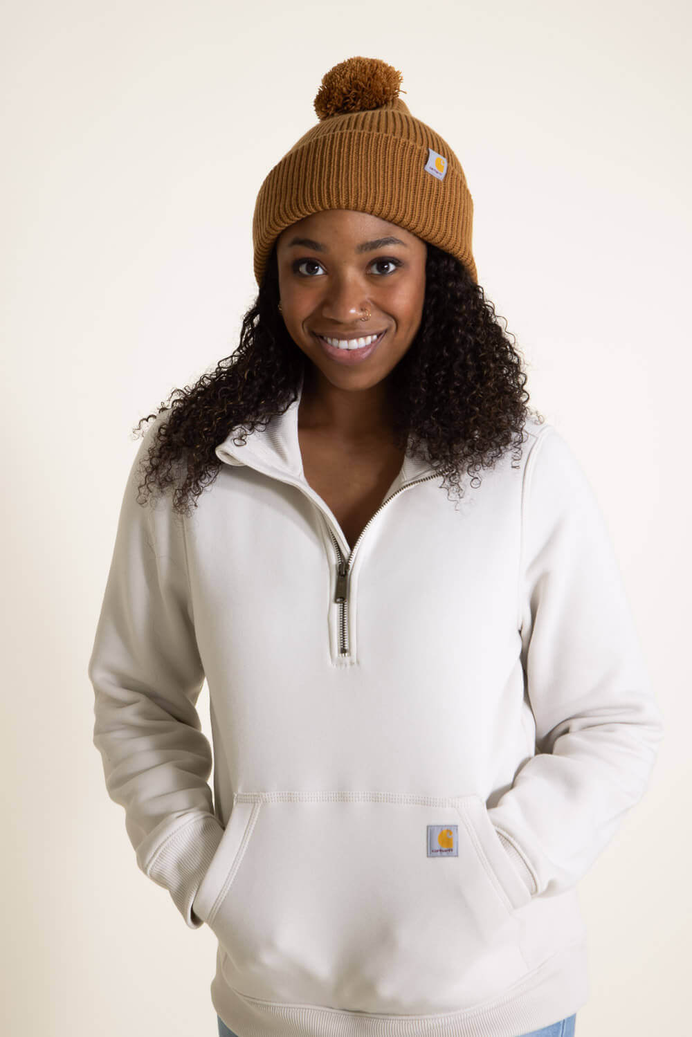 Carhartt Knit Pom-Pom Beanie for Women in Brown
