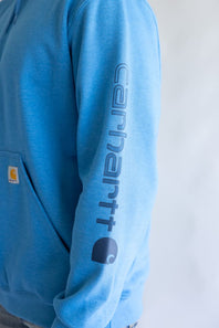 Carhartt Logo Sleeve Hoodie for Men in Horizon Blue