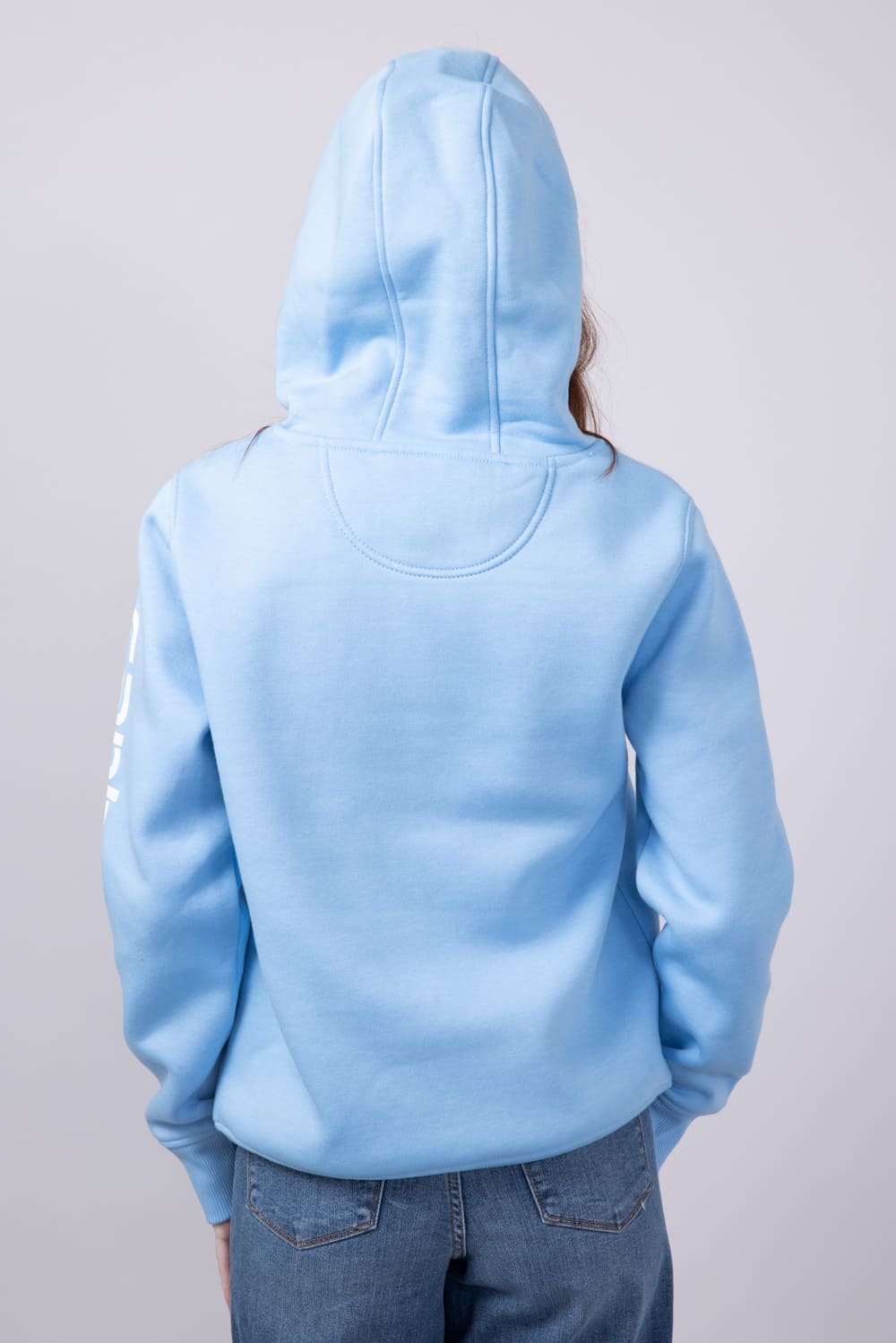 Carhartt Logo Sleeve Midweight Hoodie for Women in Sky Blue