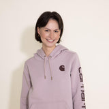 Carhartt Logo Sleeve Midweight Hoodie for Women in Light Purple