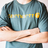 Carhartt Loose Fit Heavyweight Logo Graphic Short Sleeve T-Shirt for Men in Balsam