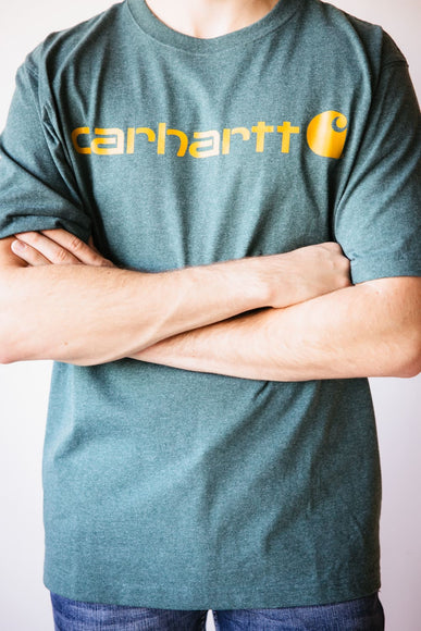 Carhartt Loose Fit Heavyweight Logo Graphic Short Sleeve T-Shirt for Men in Balsam