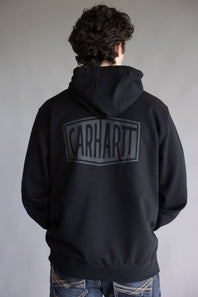 Carhartt Rain Defender Midweight Logo Sleeve Hoodie for Men in Black