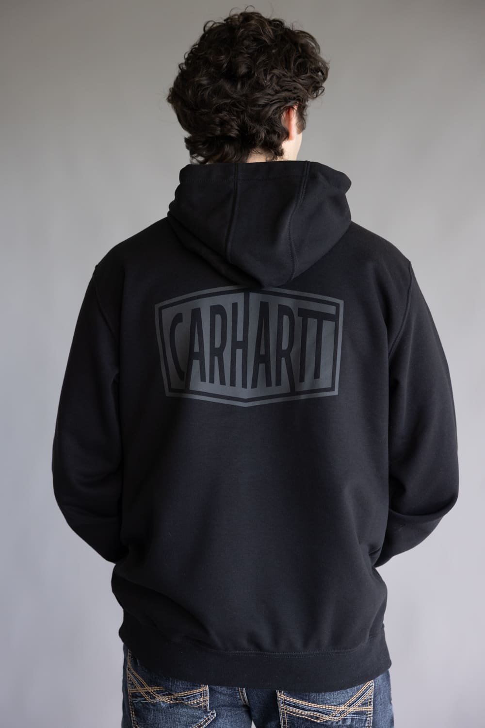 Carhartt Rain Defender Midweight Logo Sleeve Hoodie for Men in Black