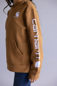 Carhartt Youth Classic Pullover Hoodie for Girls in Brown