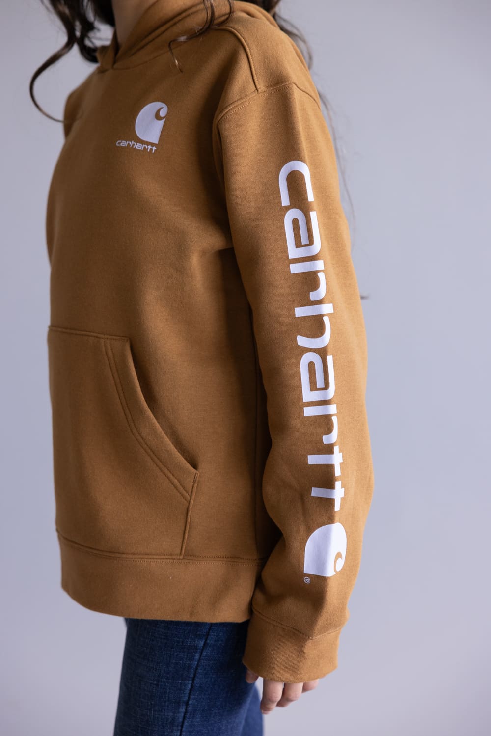 Carhartt Youth Classic Pullover Hoodie for Girls in Brown