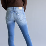 Cello Distressed Fray Ankle Cropped Skinny Jeans for Women