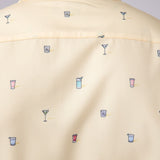Cocktail Pattern Button Down Shirt for Men in Yellow