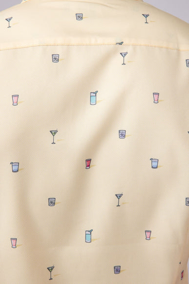 Cocktail Pattern Button Down Shirt for Men in Yellow