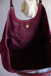 Corduroy Hobo Bag for Women in Cherry