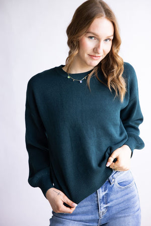 Crewneck Sweater for Women in Dark Green LF3S26354-GRN – Glik's