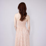 Floral Print Ruched Midi Dress for Women in Rose