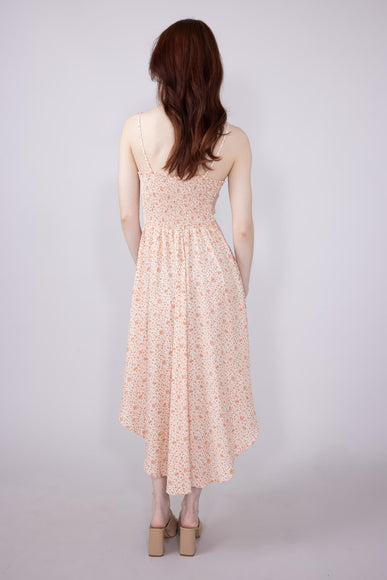 Floral Print Ruched Midi Dress for Women in Rose