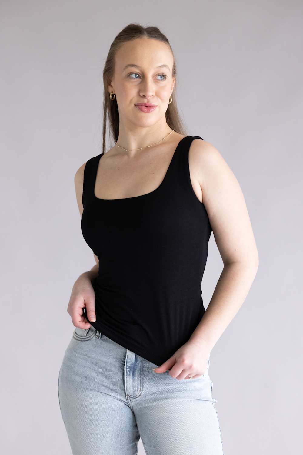 Final Touch Double Layer Tank Top for Women in Black