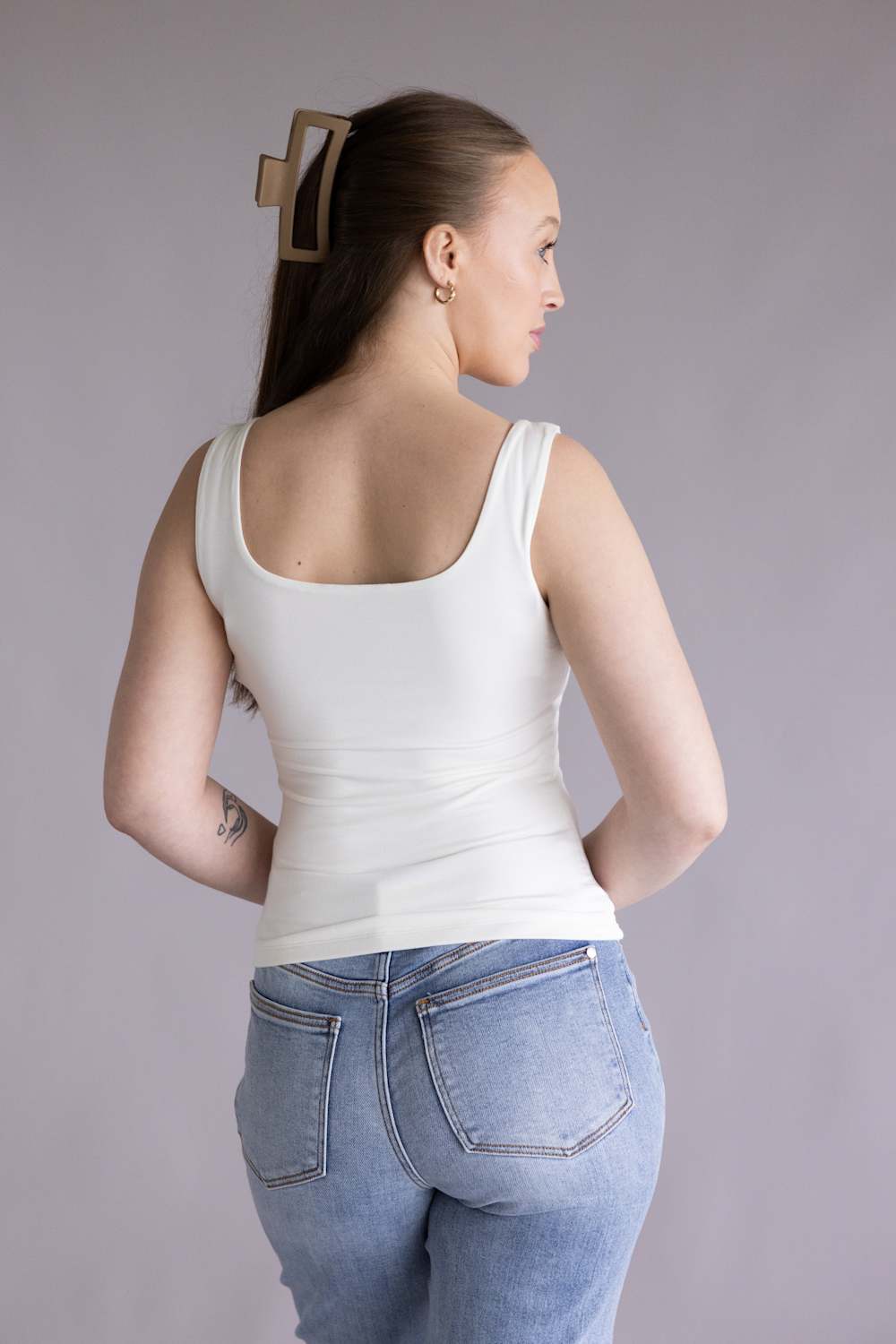 Final Touch Double Layer Tank Top for Women in White