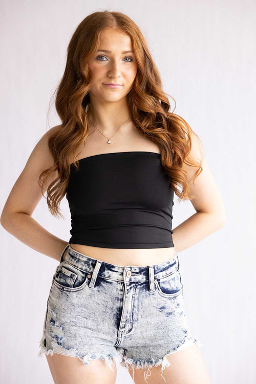 Double Layer Tube Top for Women in Black