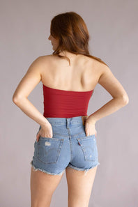 Double Layer Tube Top for Women in Red