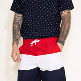 Denim & Flower USA Color Block Shorts for Men in Red/White/Blue