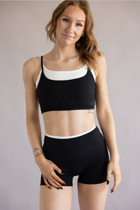 Double Layer Biker Shorts for Women in Black/White