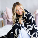 Double Sided Bows Blanket in Black/White