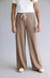 Drawstring Waffle Knit Lounge Pants for Women in Mocha